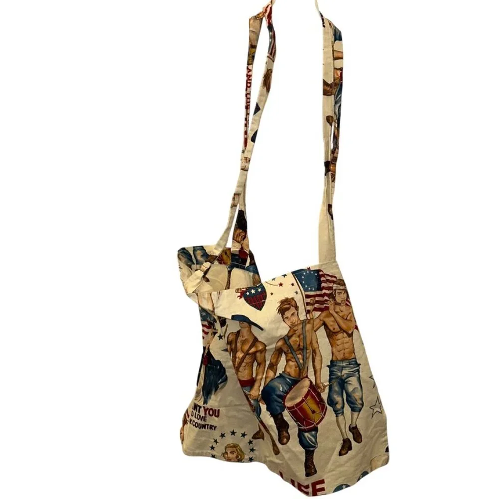 Yankee Doodle Dandy Gay UNcle Sam cotton recycled reusable tote bag